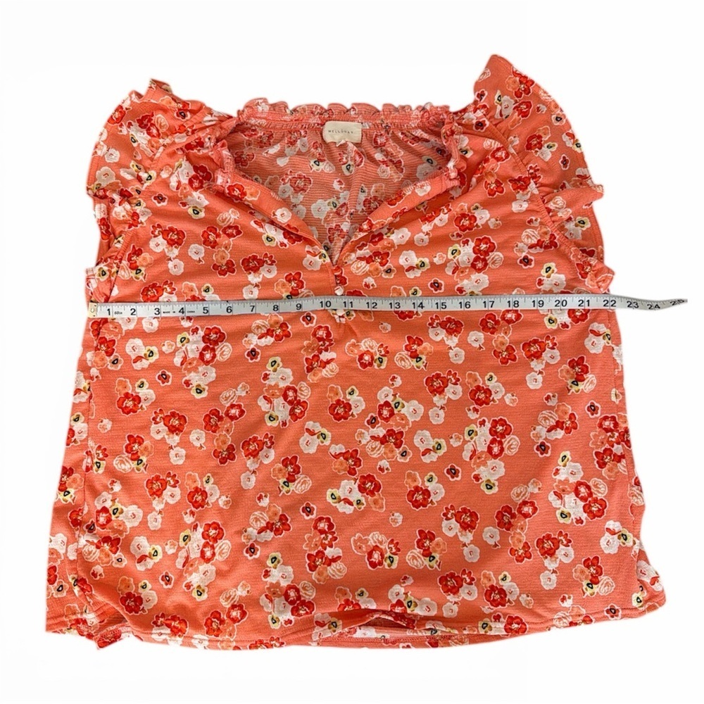 MELLODAY Floral Coral Blouse size XL - Picture 3 of 4